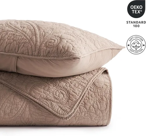 Miniatura 4 de EVERGRACE Juego de Edredón de Paisley 100% Algodón, Juego de 3 Piezas Tamaño Queen – Colcha Ligera Prelavada con 2 Fundas, Cubrecama Matelasse Suave