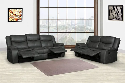 Miniatura 8 de Blackjack Furniture Marsden - Sofá biplaza reclinable de cuero moderno para sala de estar, gris plomo