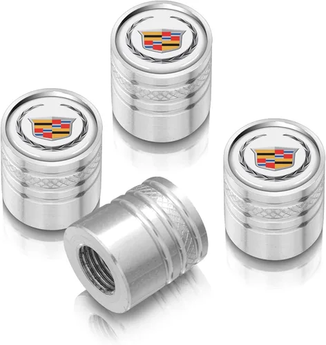 Miniatura 5 de iPick Image Tapones de vástago de válvula de neumático de aluminio prémium estilo cilindro blanco sobre negro, con licencia
