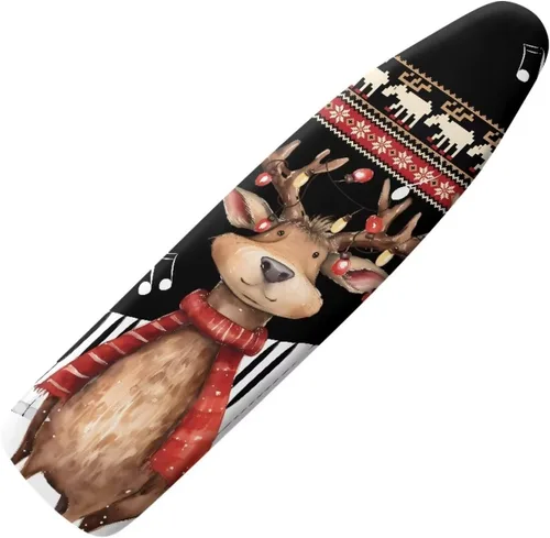 Cubierta de tabla de hierro para tablas estándar, antiadherente, resistente a quemaduras y manchas, diseño de reno de Navidad, extra ancha, fácil