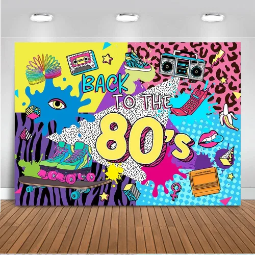Mocsicka Regreso a los años 80 Backdro 80s Decoración de fiesta de cumpleaños temática de fondo de los 80's Hip Hop Decoración de fiesta de los 80