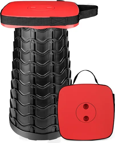 Miniatura 11 de Taburete plegable mejorado Outward Gear resistente con capacidad de carga de 550 libras, plegable, portátil, telescópico, para camping, viajes, Negro