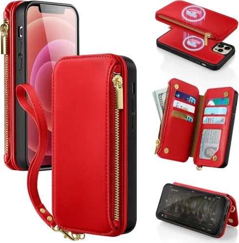 Miniatura 8 de Antsturdy Funda tipo cartera desmontable 2 en 1 para iPhone 14 Pro Max con MagSafe, bloqueo RFID, magnética, carga inalámbrica, funda de piel