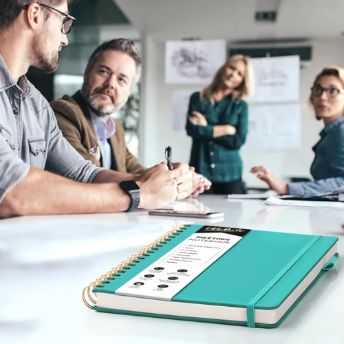Miniatura 7 de WEMATE Cuaderno de Reuniones para Trabajo B5 (7"x10") - Cuaderno de Trabajo de Cuero PU con Agenda, Elementos de Acción y Notas - 200 Páginas