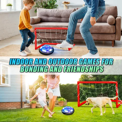 Miniatura 4 de Set de pelota de fútbol hover con 2 porterías - Fútbol recargable con energía LED, pelota flotante hover para interior/exterior, regalos de fútbol