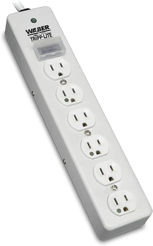 TRIPP LITE Regleta de alimentación médica con protector de sobretensiones de grado hospitalario, 6 tomas, enchufe NEMA 5-15PHG en ángulo recto,