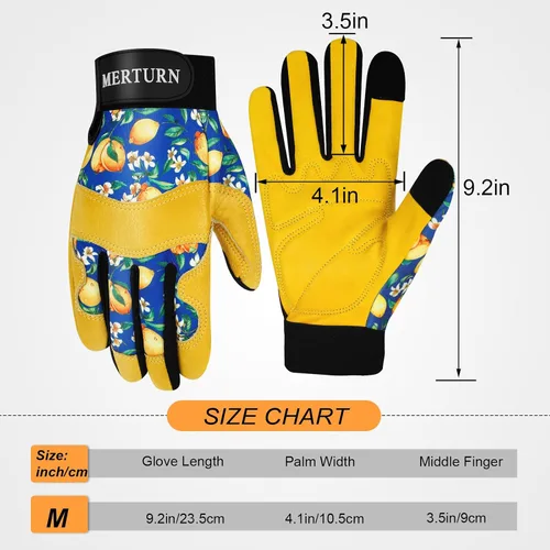 Miniatura 5 de Guantes de jardinería para mujer, de cuero resistente, a prueba de espinas, guantes de trabajo para mujeres, para excavar y plantar