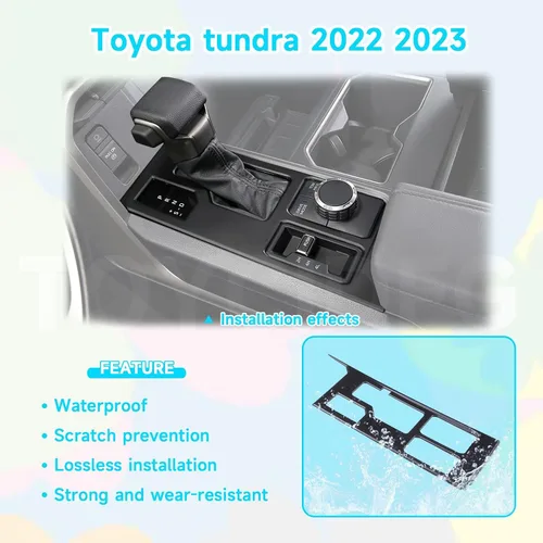 Miniatura 4 de TOYCIDFG Cubierta del panel de palanca de cambios compatible con Toyota Tundra 2022-2026, accesorios interiores (negro UV)
