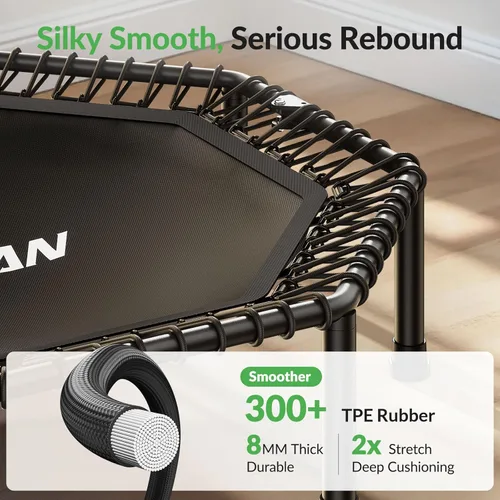 Miniatura 4 de BCAN - Cama elástica miniatura octagonal de 51 pulgadas, carga máxima de 450 libras; cama elástica de aptitud física con barra de asa T ajustable
