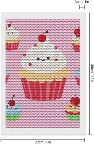 Miniatura 2 de Kits de pintura de diamantes para adultos, lindos cupcakes de taladro completo, pinturas de puntos de diamante, kits de arte de diamantes 5D