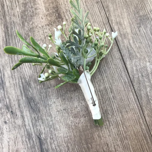 Miniatura 6 de 6 unids/lote Novio Boutonniere Hombre Mujer Novia Muñeca Ramillete Artificial Boda Flores Decoración Fiesta (marfil, Boutonniere)