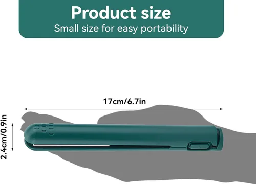 Miniatura 6 de Alisador y rizador de pelo 2 en 1, mini rizador de pelo USB de cerámica, calefacción inalámbrica, plancha plana (verde)