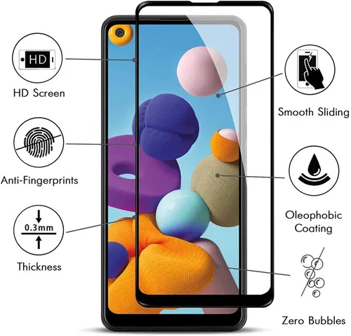 Miniatura 3 de Protector de pantalla de cobertura completa para Samsung Galaxy A21, 2 unidades, de alta transparencia de seda negra resistente a los arañazos