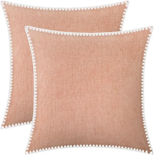 Miniatura 9 de BRAWARM Fundas de almohada 40x40 cm - Paquete de 2 fundas de almohada de chenilla negra, fundas de almohada de chenilla suave teñida sólida