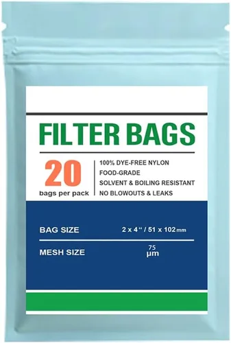 Miniatura 6 de Bolsas de filtro de té de nailon premium, 2 x 4 pulgadas, doble costura, paquete de 20 (37 micras)