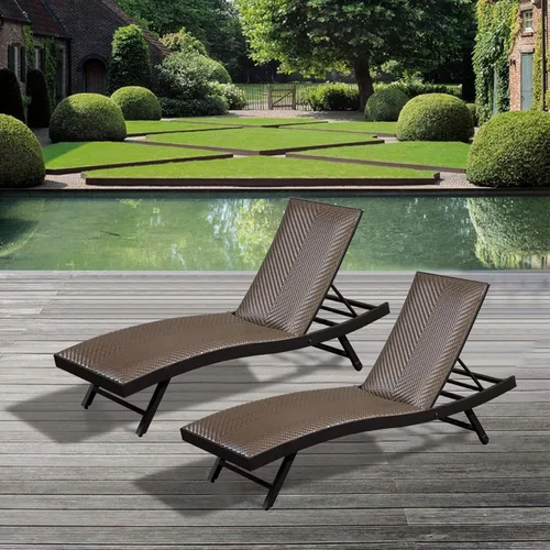 Miniatura 2 de Domi - Juego de 2 tumbonas para exteriores, de aluminio, acolchadas, de espuma de secado rápido, con respaldo ajustable para playa, piscina, césped
