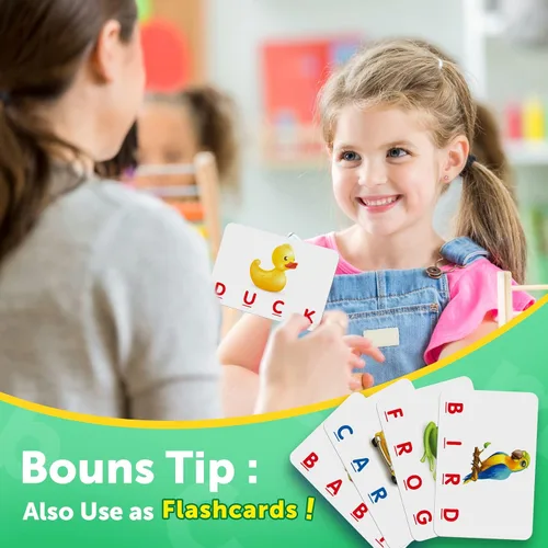 Miniatura 4 de Juguetes educativos para niños de 3, 4, 5 años para niños pequeños de 2 a 4 años Juegos de cartas de letras coincidentes para niños de 3 a 5 años