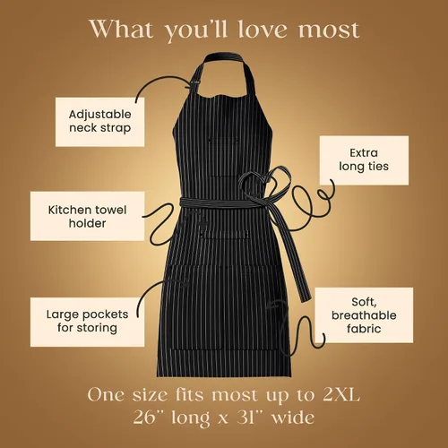 Miniatura 6 de Waterproof Apron for Adults – Adjustable Fit with Deep Pockets, Stylish Cooking & Baking Apron for Women & Men