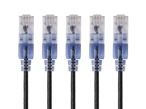 Miniatura 29 de Monoprice Cat6A - Cable de conexión Ethernet de 6 pulgadas, negro, UTP, 30 AWG, 10G, cable de cobre puro desnudo, sin enganche, RJ45, serie SlimRun