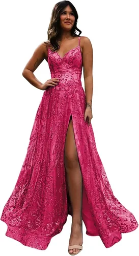 Vestidos de fiesta de encaje 2024, vestidos largos con tirantes delgados, vestidos de noche con abertura y hombros descubiertos, vestidos formales