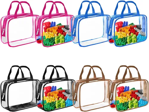 Miniatura 7 de Paquete de 9 bolsas de almacenamiento de juguetes de PVC transparente, bolsas de aseo impermeables, con cremallera, bolsas organizadoras de juguetes