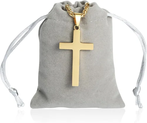Miniatura 6 de RS Collar de cruz para hombres niños y mujeres de 16 a 24 pulgadas cadena con colgante de cruz de acero inoxidable regalo religioso Acero inoxidable