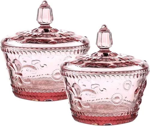 Miniatura 11 de Frasco de vidrio europeo retro nostálgico tridimensional con relieve de color, frasco para caramelos, frasco para condimentos con tapa