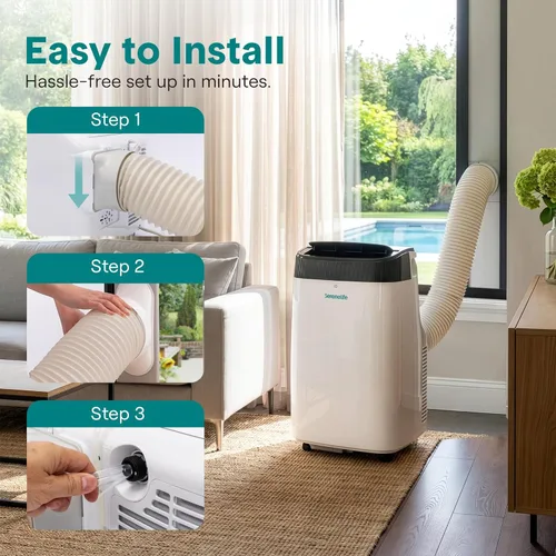 Miniatura 6 de SereneLife - Pequeño aire acondicionado portátil de 10,000 BTU con deshumidificador incorporado - Unidad de aire acondicionado portátil