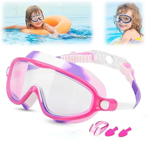 Miniatura 8 de Gafas de natación de marco grande impermeables y antivaho para niños, antiempañamiento de visión amplia, máscara de natación transparente para niños