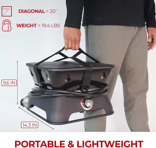 Miniatura 3 de Outland Living Firebowl 805 Firecube - Fogata cuadrada portátil de propano sin humo de 14 pulgadas, hoguera de gas para exteriores con cubierta