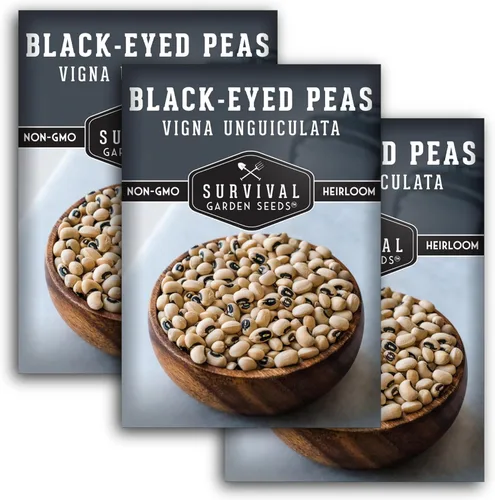 Miniatura 11 de Survival Garden Seeds Paquete de 2 semillas de guisantes de ojos negros para plantar, 2 paquetes de semillas con instrucciones para cultivar