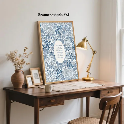 Miniatura 6 de Slow Down You're Doing - Póster de música fina, arte de pared floral victoriano azul, decoración de pared motivacional, estética, inspiradora