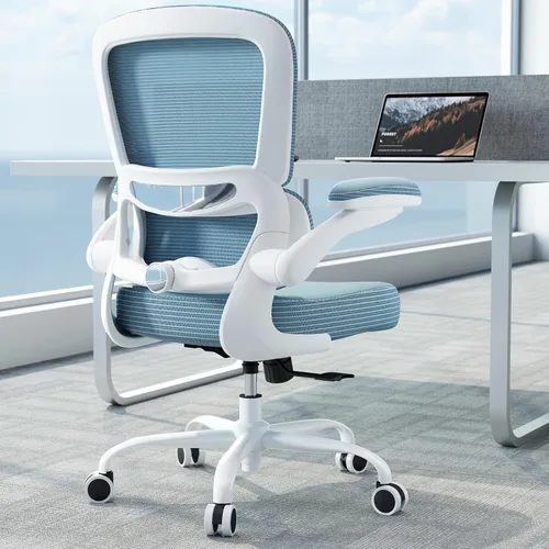 Miniatura 19 de TRALT Silla de oficina ergonómica, silla de escritorio con soporte lumbar ajustable, silla de computadora cómoda de malla con reposabrazos Rosa
