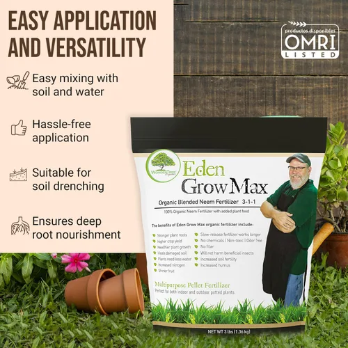 Miniatura 5 de Eden Grow Max Organic Blended Neem Cake Perfecto para jardinería doméstica, frutas, césped y flores, listado OMRI (3 libras)