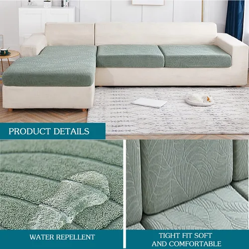 Miniatura 4 de Fundas de cojín impermeables para asiento de sofá, fundas elásticas de cojín de jacquard de elastano, protector de muebles grueso con parte inferior