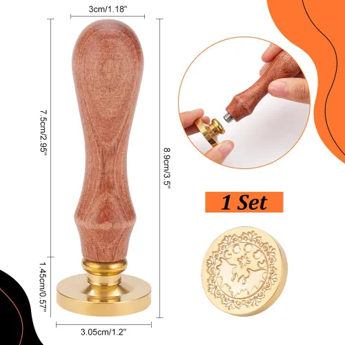 Miniatura 2 de PH PandaHall Kit de sellos de cera de murciélago, 1.181 in, sello de cera de Halloween, sello de cera de luna y estrella, sello de cabeza de latón