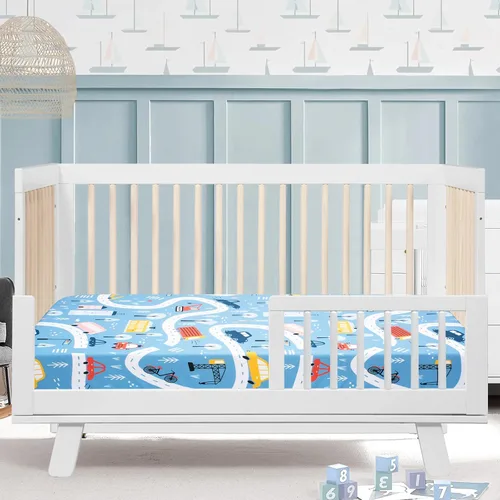 Miniatura 4 de Cloele Sábana Ajustable para Cuna - Sábana de Guardería para Bebé 100% Poliéster Paquete de 1 Sábana Cómoda para Colchones Estándar de Cuna y Niños