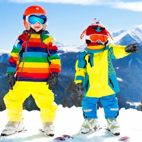 Miniatura 2 de SATINIOR 2 pares de guantes impermeables para niños, guantes de nieve cálidos para invierno, guantes de esquí para niños y niñas, resistentes al