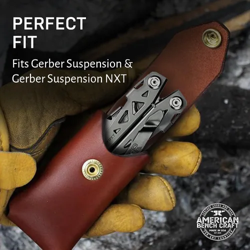 Miniatura 5 de Funda de multiherramienta de cuero para Gerber Suspension y Gerber Suspension NXT (marrón) - Portaherramientas de cinturón de cuero de grano