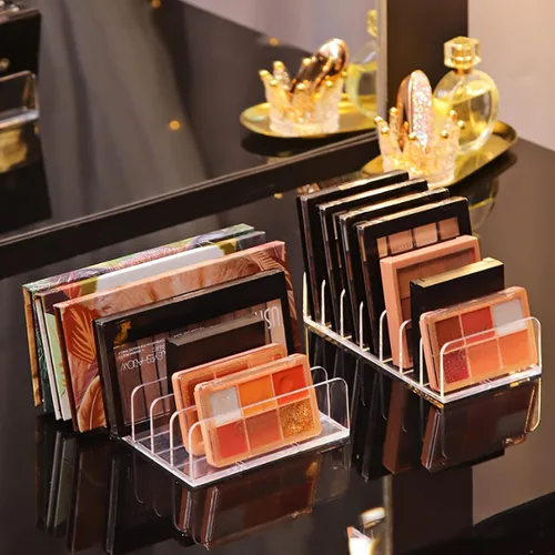 Miniatura 4 de Vowcarol Organizador de paleta de sombras de ojos, acrílico de 7 secciones divididas para paleta de maquillaje, soporte organizador - transparente