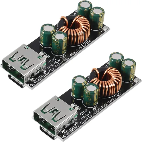 2 unids 60 W 6-35 V CC a USB tipo C PD 3.0 QC4 tipo A QC3.0 DC carga rápida 12 V 24 V módulo de alimentación reductor USB Type-C teléfono móvil