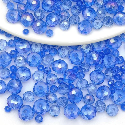 Miniatura 43 de 786 cuentas de cristal de 4 tamaños, cuentas de cristal Rondelle facetadas, cuentas de cristal Briolette, cuentas espaciadoras para pulseras, Ámbar