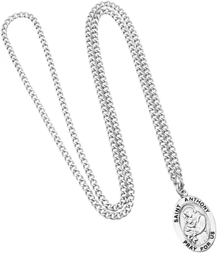 Miniatura 3 de Rosemarie Collections Collar con colgante de medalla de San Religioso de 24 pulgadas, Metal, no conocido