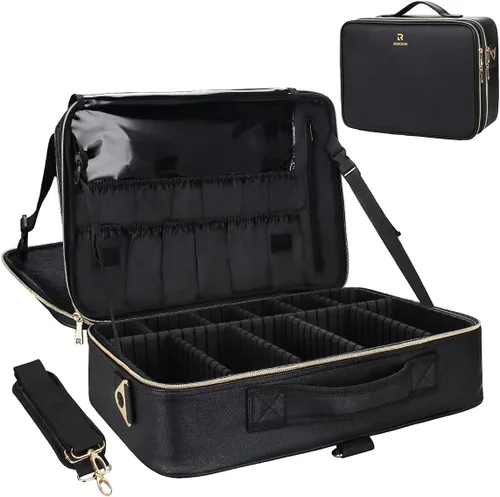 Miniatura 17 de Relavel - Estuche de maquillaje de viaje en tren de 13.8 pulgadas, estuche de cosméticos grande profesional, portátil, organizador y almacenamiento