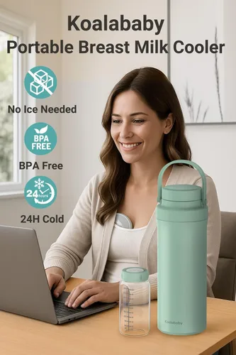 Miniatura 2 de Koalababy - Enfriador portátil de leche materna de 22 onzas, enfriador de 24 horas, 2 biberones Cooling ring, insulated breastmilk storage for