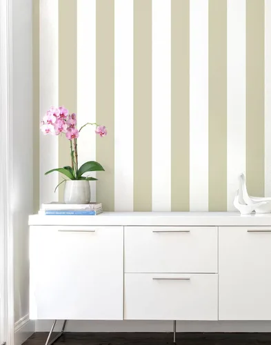 Erfoni Papel de pared marrón y blanco de 17.7"x118", papel tapiz de rayas para despegar y pegar, papel de contacto autoadhesivo marrón, papel tapiz
