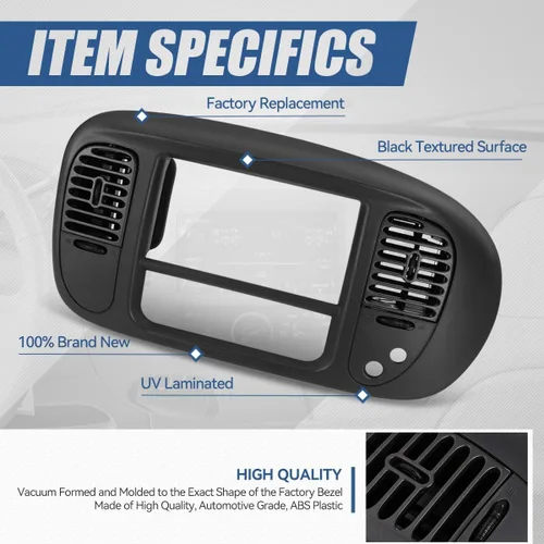 Miniatura 2 de Auto Dynasty Visera con bisel del panel delantero compatible con Ford F-150 Expedition 2WD 1997-2004, negro texturizado
