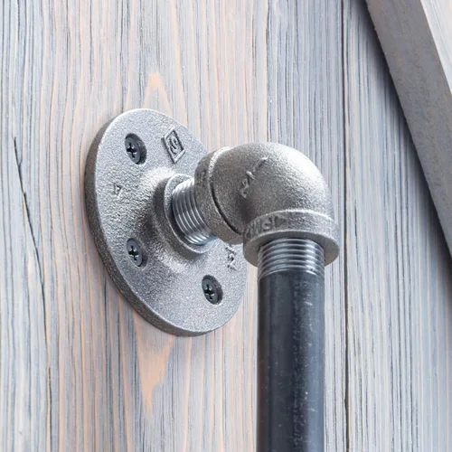 Miniatura 5 de Manija de puerta de granero industrial rústica, 6 pulgadas, accesorios de hierro gris de acero industrial auténtico, bridas y tubos para puertas