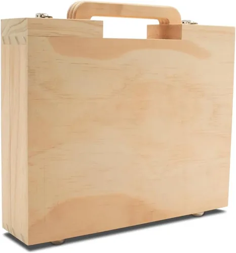 Miniatura 2 de Woodpeckers Maleta de madera de 8-1/8 x 10 pulgadas, paquete de 1 caja de madera sin terminar para manualidades, cajas de memoria aptas para viajes
