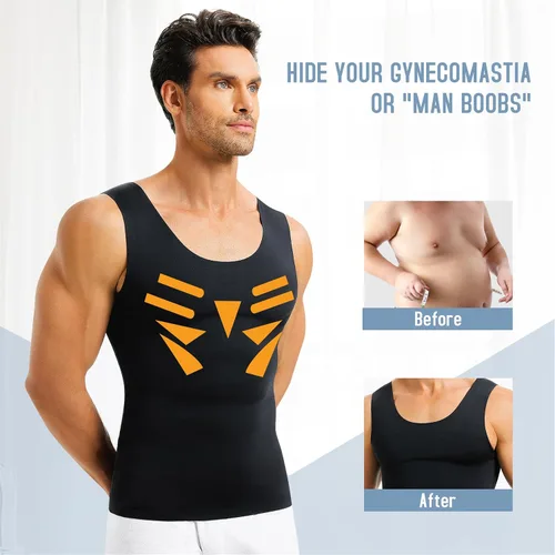 Miniatura 3 de TAILONG Camisas de compresión de ginecomastia para hombre, fajas moldeadoras para adelgazar el cuerpo, chaleco sin mangas, fajas para hombres